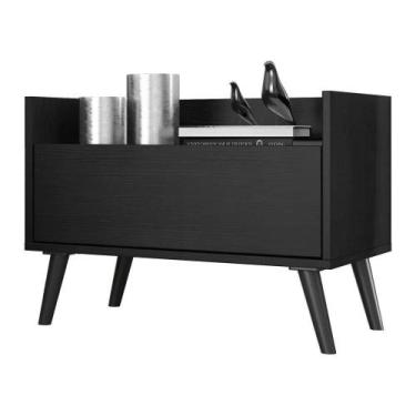 Imagem de Mesa De Cabeceira 80Cm Retrô Multimóveis V4000 Preta Preto - MULTIMOVE