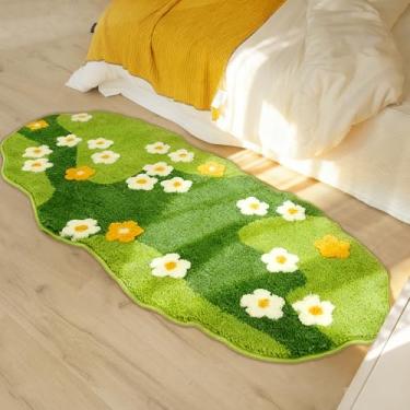 Imagem de Lindo tapete de banheiro verde musgo 3D felpudo tufado antiderrapante lavável à máquina tapete de banho tapete de musgo tapete para banheiro chuveiro quarto (C, 5 m x 1,2 m)