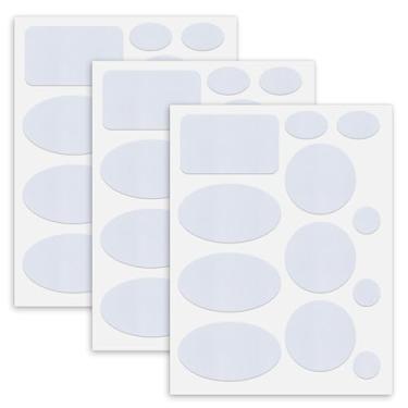 Imagem de Remendos de penugem fita de reparo de nylon autoadesiva | Remendos de tecido de nylon pré-cortados, à prova d'água, resistentes a rasgos, para fixar furos nas roupas, sacos de dormir (36 peças, branco