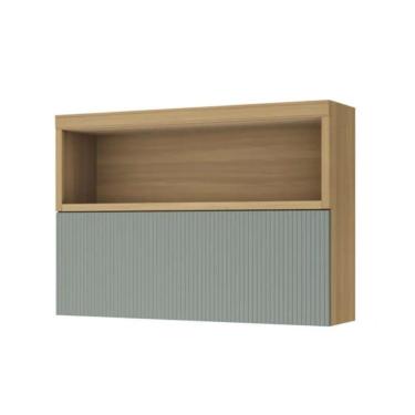 Imagem de Módulo Cozinha Nesher Marquesa Armário C- Nicho E 1 Porta Basculante Ripada 120cm Nature-verde - Nesher