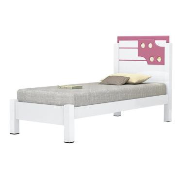 Imagem de Cama De Solteiro Luíza 0,90 Branco Com Rosa - Vitamov