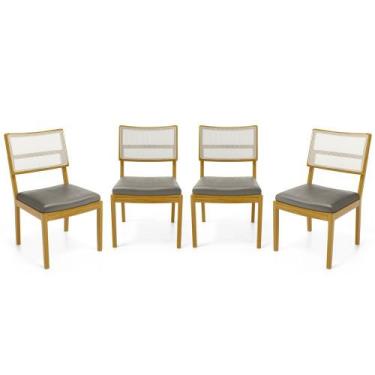 Imagem de Kit Com 4 Cadeiras Milena Madeira Maciça Assentos Estofados Encostos D