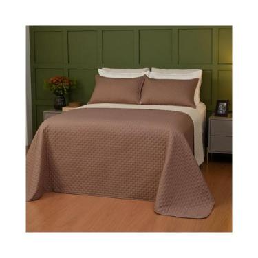 Imagem de Colcha Casal Padrão 200 Fios Dupla Face 3 Peças Comfy Lavive, Capuccin