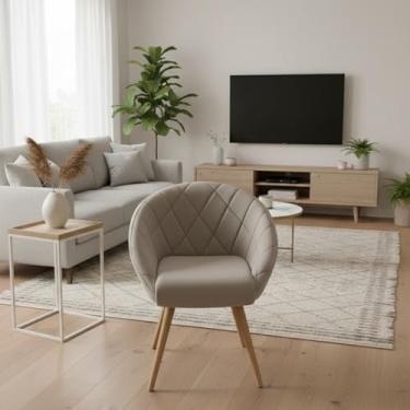 Imagem de Poltrona Ibisco Moderna Bege Suede - Compacta p/Apartamento - Espuma D26 - Estofados Helena