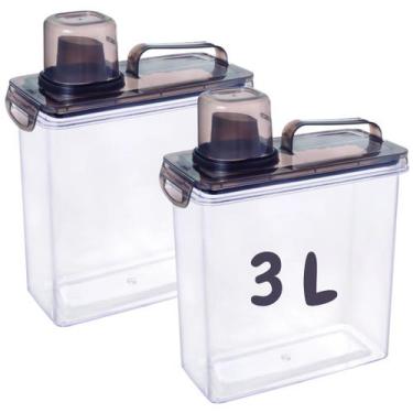 Imagem de Kit lavanderia dispenser sabão amaciante 3l 2un cinza escuro - LAR&PRE