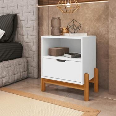 Imagem de Mesa de Cabeceira 1 Gaveta com Nicho - Design Moderno sem Puxador(Branco)