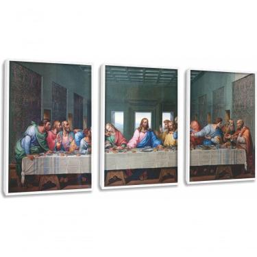Imagem de Quadro Decorativo Santa Ceia Com Moldura Branco