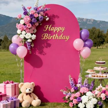 Imagem de Socomi Capa de fundo de arco de casamento rosa choque fúcsia elastano 1,8 m elástico Chiara Arches Capas de suporte para festa de aniversário, chá de bebê, cerimônia, banquete, decoração