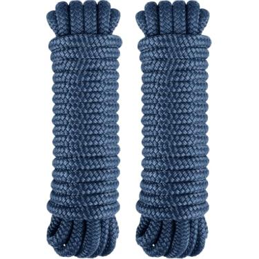 Imagem de PACTHSD Pacote com 2 linhas de doca de 1/5.1 cm x 30' - Cordas de barco de nylon trançado duplo premium para ancoragem com olho de 30,5 cm, corda de doca de linhas de barco de nível marítimo, linhas