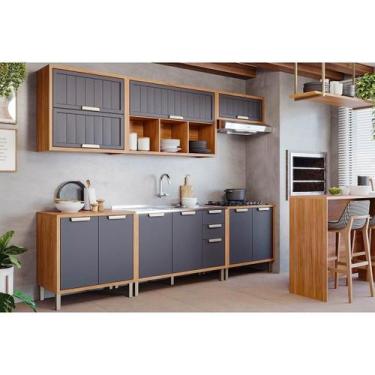 Imagem de Cozinha Completa Estela 6 Peças (3Aéreos+3Balcões) C6P127 Cinamomo/Tit