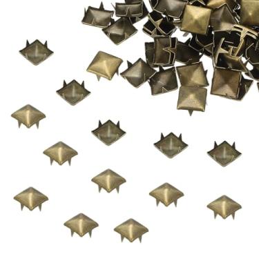 Imagem de PATIKIL Pregos de metal de 10 mm, 400 peças, contas quadradas, rebites de cabeça de prego, tachas para artesanato, couro, roupas, cinto, sapatos, bronze, bronze