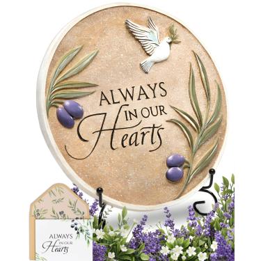 Imagem de Spiritwind Memorial Garden Stone with Stand Set | 10" Sympathy Garden Plaque Memory Stones for Loved Ones Lost with Sympathy Card | Bereavement, Condolence Grief Gift for Indoor & Outdoor Decorations