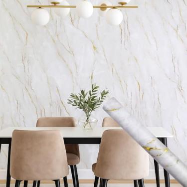 Imagem de Papel de Parede Mármore Dourado Texturizado 5 metros = 1 Rolo de 5m X 45cm Autoadesivo Sala, Cozinha, Banheiro