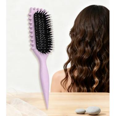 Imagem de Pente de cabelo desembaraçante para mulheres, almofada curvada, cabelo molhado e seco, massagem antiestática para cabelos cacheados lisos, ondulados, pentes portáteis roxos 1