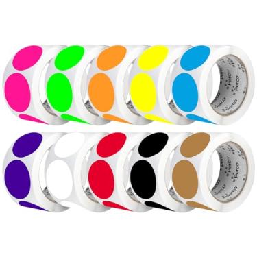 Imagem de Perco Etiquetas adesivas de bolinhas perfuradas de 5 cm — Pacote com 10 rolos multicoloridos, 5.000 adesivos redondos — com adesivo permanente para organização, codificação de cores, etiquetagem de
