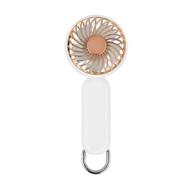 Imagem de Ventilador portátil portátil, ventilador pessoal recarregável USB de 1200 mAh, pequeno ventilador operado por bateria com 3 velocidades para viagens internas ao ar livre, deslocamento diário, escritór