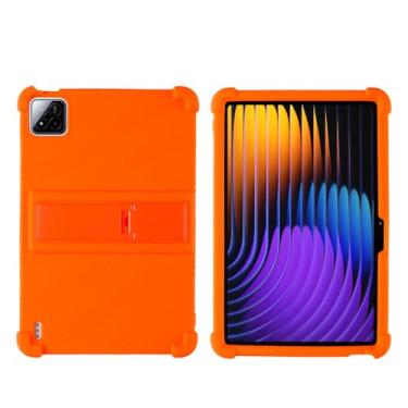 Imagem de QYiiD Capa para Xiaomi Pad 7 Pro/Pad 7 11,2 polegadas 2024, capa protetora dobrável de silicone leve para crianças para Xiaomi Mi Pad 7/Mi Pad 7 Pro de 11,2 polegadas, laranja