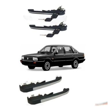 Imagem de Kit Maçanetas Externas Quantum Santana Friso Inox 4 Pt 92-98