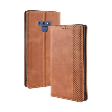 Imagem de Capa para Samsung Galaxy NOTE 9,Retro Flip magnético,Caso de telefone de couro PU,Design de carteira com 3 slots de cartão e 1 clipe de dinheiro -Brown