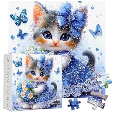 Imagem de PICKFORU Cat 1000 Piece Puzzle for Adults, Cute Kitten Jigsaw Puzzles, Difficult Impossible Blue Diamond Puzzle