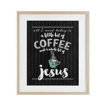 Imagem de Stupell Industries Impressão emoldurada Little Coffee & Whole Lot Of Jesus Birch Under Glass, design by Lettered and Lined, 16 x 13
