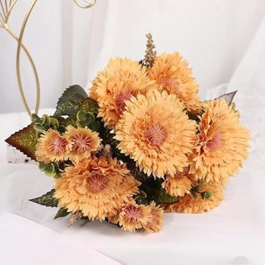 Imagem de Um conjunto de crisântemos artificiais buquês de flores de seda bola de crisântemo falsa mãe mães artificiais para atividades ao ar livre bola de seda sintética flor para decoração de mesa de casa