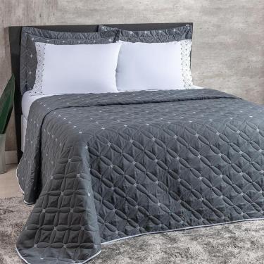 Imagem de Kit Cobre Leito 6 Peças Casal Ideale Percal 200 Fios 100% Poliéster - Grafite