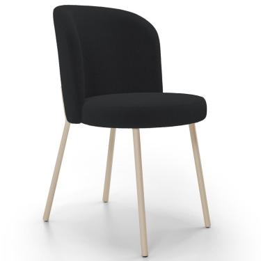 Imagem de Cadeira Para Sala de Jantar Cozinha Estofada Gavi Arena L02 Bouclê Preto - Lyam Decor