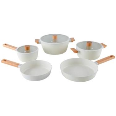 Imagem de Jogo de Panelas Brinox Revestimento Cerâmico Creme 5 Peças Cabo Amadei