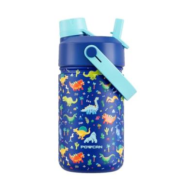 Imagem de Garrafa de água infantil de aço inoxidável de 340 g: à prova de derramamento, copo isolado com tampa de bico de palha, livre de BPA, porta-copos de carro, durável, frio 24h para acampamento, esportes