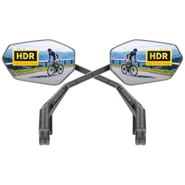 Imagem de JJZOUEN Suporte de guidão para espelho de bicicleta, vidro convexo resistente a arranhões, caixa de fibra de carbono, espelhos retrovisores rotativos de bicicleta, espelho retrovisor de bicicleta para