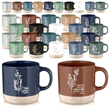 Imagem de Didaey 30 peças canecas cristãs para mulheres inspiradoras versículo bíblico caneca de café 368 g copo religioso cerâmica cristã estética presente para mulheres homens professor empregado amigo (cor