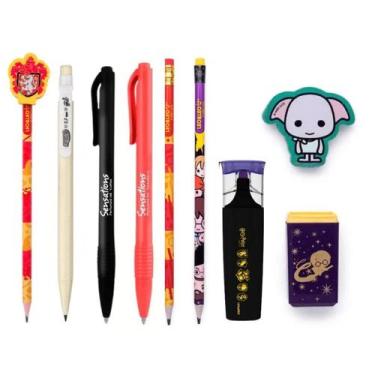 Imagem de Kit Papelaria Fofa Harry Potter Kawaii Lapis Borracha Apontador Caneta