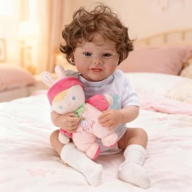 Imagem de Bebê Reborn Boneca Menina Corpo de Silicone 48cm Olhos Azuis Pode Dar Banho