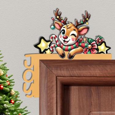 Imagem de 2025 Novo enfeite de porta de Natal decoração de madeira Papai Noel e pinguins placa de canto, porta da frente de férias, janela, manto, decoração de moldura de computador de TV (#J)