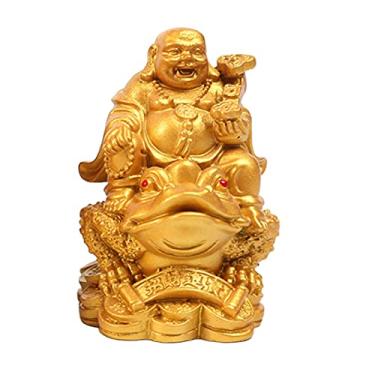 Imagem de Buda Sorte na estátua do sapo do dinheiro fortuna do dinheiro para o casamento Decoração de Ornamento de Feng Shui, Dourado