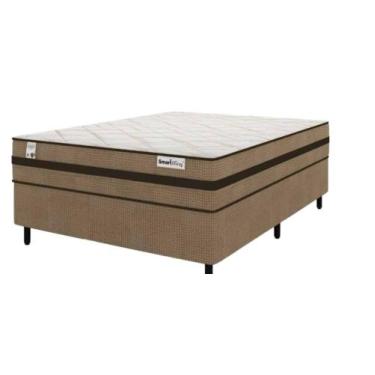 Imagem de Cama Box Casal Linho Bege + Colchão Molas Ensacadas Ilhéus - Plumatex