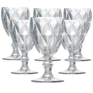 Imagem de Conjunto de 6 Taças Diamond em Vidro 340ml – Elegância e Resistência para Vinho, Água, Sucos e Coquetéis