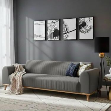 Imagem de Sofá Living Átila 2,30m. Design Retrô. - Leonardi, Cinza - Suede