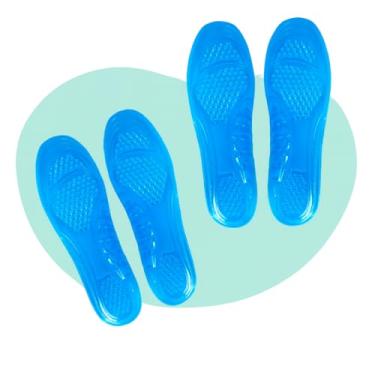 Imagem de Kit 2 Pares Palmilha Ortopédica Anatômica Premium, Azul, 26cm, Design Ergonômico para Prevenção de Dores, Alta Absorção de Impacto