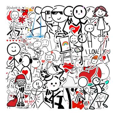 Imagem de Adesivos Matchsticks, vinil impermeável masculino, anime, 54 unidades