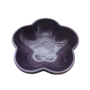 Imagem de prato de lanche Prato fundo de cerâmica cor sólida com 5 polegadas para flores, prato pequeno para mergulhar, utensílios cozinha para casa tigela de sopa(Deep Purple)