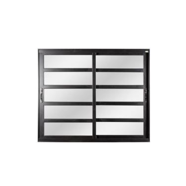 Imagem de Janela De Alumínio De Correr 120x120x8cm 2 Folhas Móveis Com Travessas Vidro Liso Topsul Esquadrisul