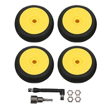 Imagem de SIWOTED 4pcs RC dianteiros traseiros pneus e rodas com hex 17mm para peças de atualização de carro off road 1/8 RC (Amarela)
