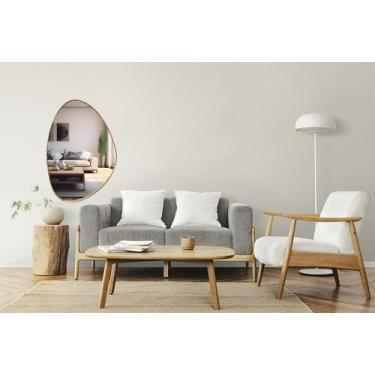 Imagem de Espelho Com Lamina Madeira Decorativo Organico Borda Moldura Luxo - Ek
