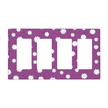 Imagem de Placa de parede com estampa de floco de neve, capa decorativa, tamanho padrão, painel de interruptor quádruplo para placas de luz, capas de interruptor para decoração de quarto e casa
