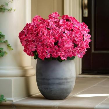 Imagem de Yarmare Flores artificiais de maçã silvestre para uso ao ar livre, 10 peças, flores artificiais chinesas com hastes de seda realista, arranjo floral para varanda e varanda (rosa vermelha)