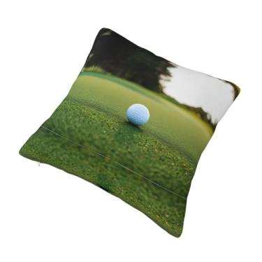 Imagem de Almofada quadrada decorativa de golfe - Design reversível, zíper oculto, poliéster macio para sofá, cama e carro - Hipoalergênico 45,7 x 45,7 cm