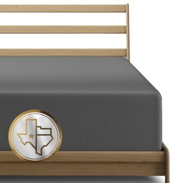 Imagem de TEXAS LINEN CO. Lençol com elástico solteiro de algodão egípcio premium, tamanho GG – Pacote com 2 lençóis de 55,88 cm com bolso extra profundo (cinza escuro), fácil de ajustar, macio e refrescante
