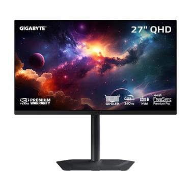 Imagem de GIGABYTE - Monitor de jogos MO27Q2-27 QD-OLED - QHD 2560 x 1440-240 Hz - 0,03 ms GTG - AMD FreeSync Premium Pro - Tipo C KVM - HDMI, DP - Altura ajustável - Preto